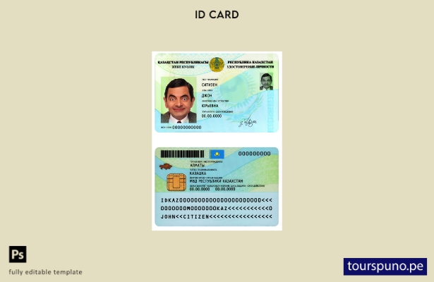 lista para imprimir plantilla de identificación de Kazajstán ( presente)